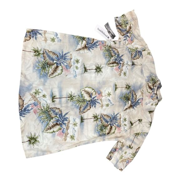 NEW W TAGS Saddlebred Men's MEDIUM Hawaiian Button Down Shirt American Flag - Picture 10 of 12